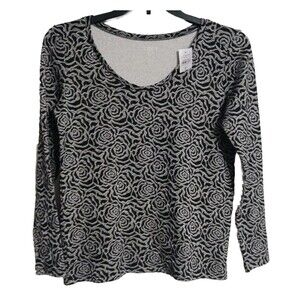 NWT Women's LOFT Outlet Long Sleeve Rose Top Blouse Size S